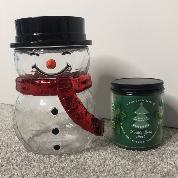 Bath & Body Works Other - Bath & Body Works Clear Snowman Pedestal Single Wick Candle Holder